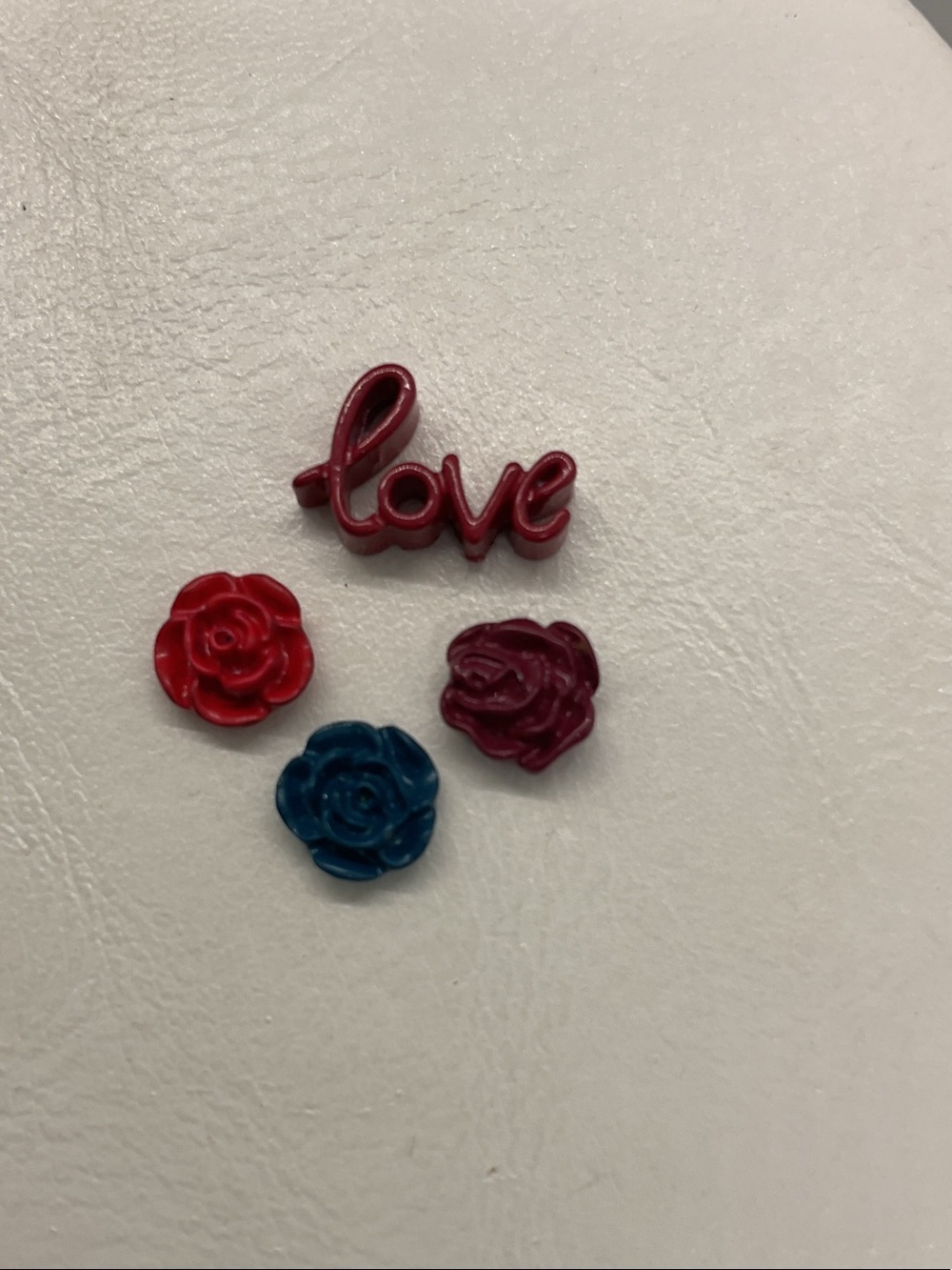 Origami Owl Love Script and Rose Charm Set - Red, Burgundy, Blue